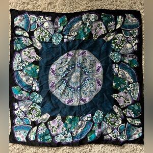 Talbots - Navy/Green/Purple Silk Square Scarf